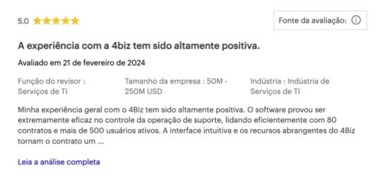 Avaliações de Clientes Run2biz 1
