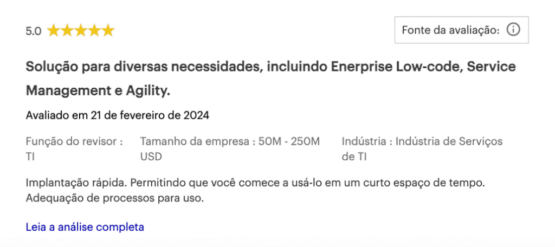 Avaliações de Clientes Run2biz 2
